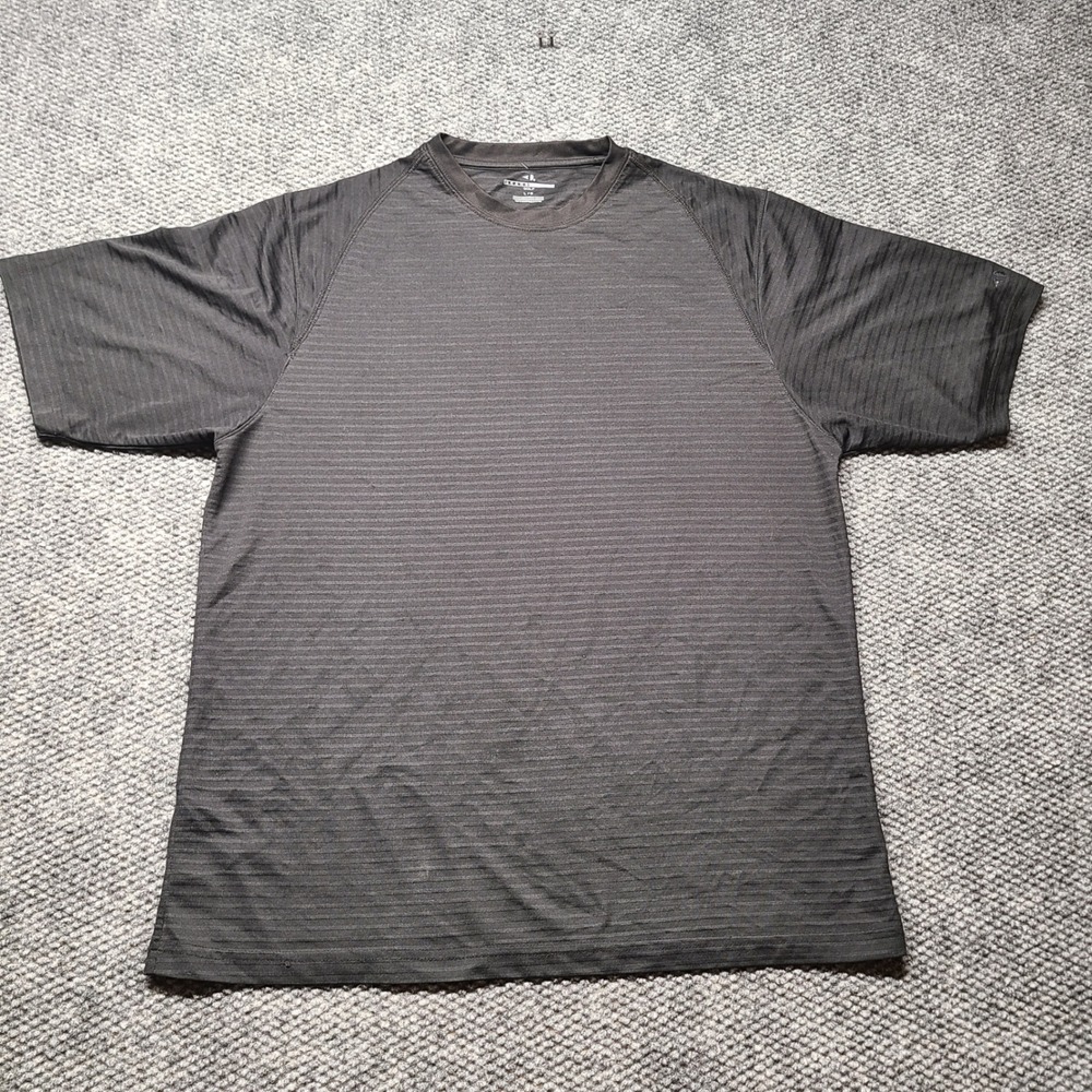 Grand Slam Golf Mens Large Gray Striped Performance Raglan Short Sleeve T-Shirt